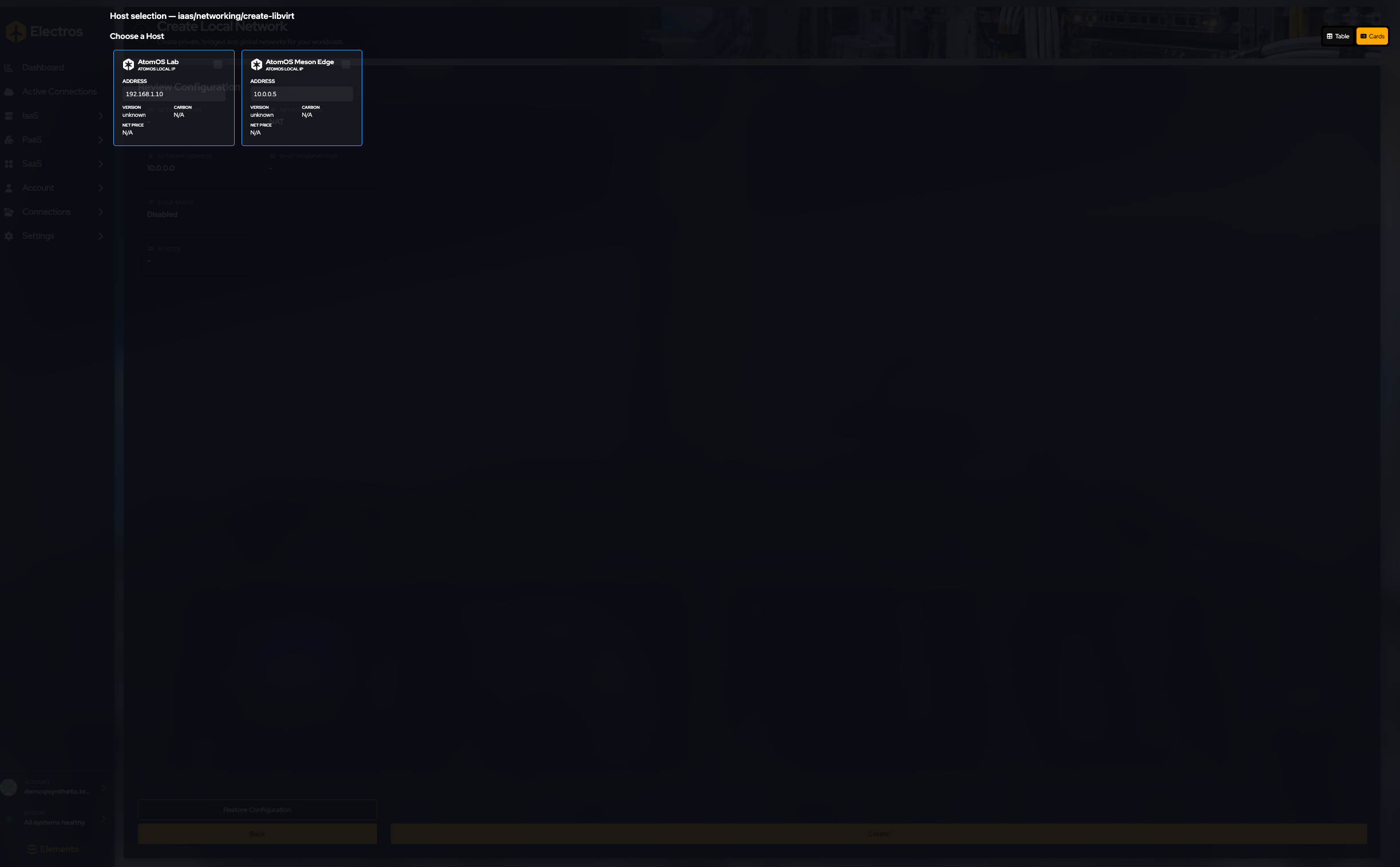 Hosts for a local network