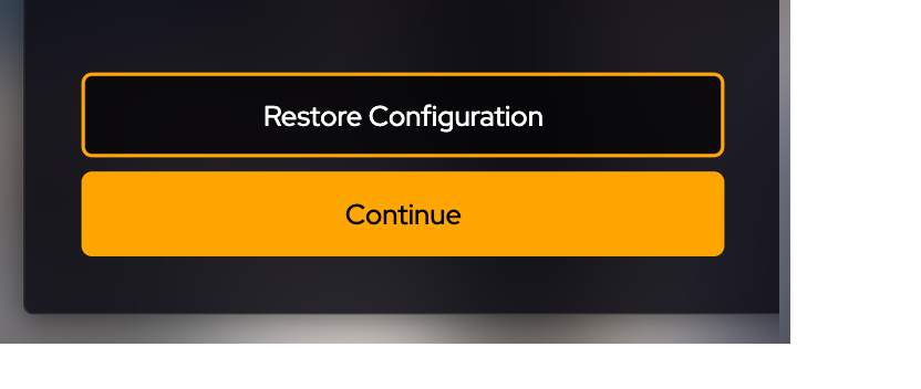 Restore Configuration and Continue buttons